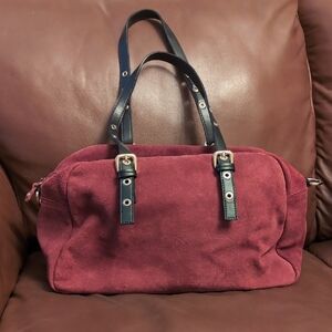 David JonesElegant Burgundy Suede Handbag 10x13